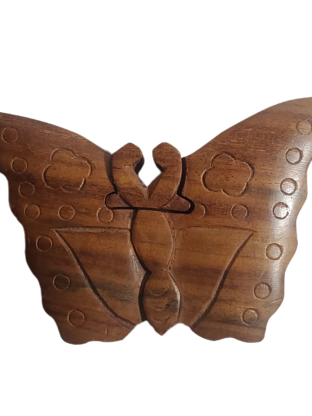 Hand-carved Wooden Butterfly Puzzle Box | Trinket Box Secret Compartment Box NWT